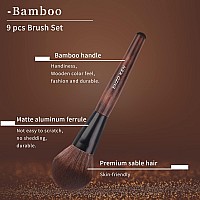 Natural Sable Hair Bamboo Makeup Brush Set Professional with Case by Luxury ENZO KEN, Brown Eye Eyeshadow Brush Set, Contour and Blush Brush Sets, Travel Cosmetic Brushes Set with Bag, Blending Complete Brushes & Kits