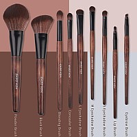 Natural Sable Hair Bamboo Makeup Brush Set Professional with Case by Luxury ENZO KEN, Brown Eye Eyeshadow Brush Set, Contour and Blush Brush Sets, Travel Cosmetic Brushes Set with Bag, Blending Complete Brushes & Kits