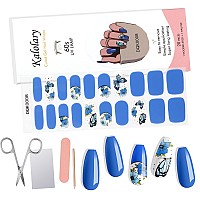 20Pcs Semicured Gel Nail Polish Strips Kalolary Blue Butterfly Self Adhesive Full Nail Art Wraps Gel Nail Stickers Waterproof