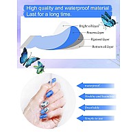 20Pcs Semicured Gel Nail Polish Strips Kalolary Blue Butterfly Self Adhesive Full Nail Art Wraps Gel Nail Stickers Waterproof