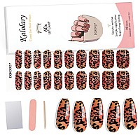 20Pcs Gel Nail Polish Strips Kalolary Leopard Full Nail Art Wraps Gel Nail Polish Stickers Decals Waterproof Nail Art Set For D