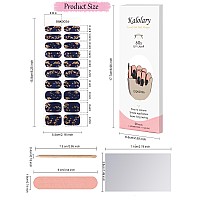 20Pcs Semicured Gel Nail Polish Strips Kalolary Blue Gold Foil Full Nail Art Wraps Waterproof Nail Art Stickers With Nail File