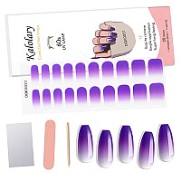 20Pcs Gel Nail Polish Strips Kalolary Gradient Purple Full Nail Wraps Gel Nail Stickers Waterproof Nail Art Decals With Nail Fi