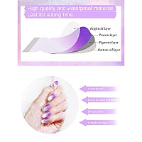 20Pcs Gel Nail Polish Strips Kalolary Gradient Purple Full Nail Wraps Gel Nail Stickers Waterproof Nail Art Decals With Nail Fi