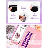 20Pcs Gel Nail Polish Strips Kalolary Gradient Purple Full Nail Wraps Gel Nail Stickers Waterproof Nail Art Decals With Nail Fi