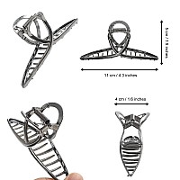 Claw No Slip Hair Clamps And Barrettes 3 Pcs Geometric Metal Clips Gray Gold Silver For Women And Girls