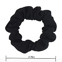 Pack Of 12 Cotton Hair Scrunchies Single Jersey Solid Color Ponytail Holders Hair Ties For Girl Navy Blue