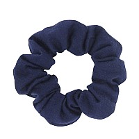 Pack Of 12 Cotton Hair Scrunchies Single Jersey Solid Color Ponytail Holders Hair Ties For Girl Navy Blue