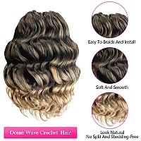 Toyotree Ocean Wave Crochet Hair 14 Inch 8 Packs Ombre Blonde Midlength Curly Deep Wave Crochet Hair Synthetic Ocean Wave Br