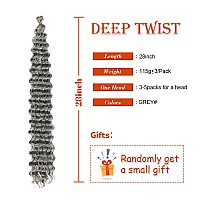 Deep Twist Braid Crochet Hair 28 Inch Braiding Hair For Beauty Synthetic Braids Hair Extension28 Inch Grey 3Pack