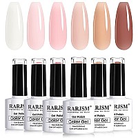 Rarjsm Nude Sheer Jelly Pink Gel Nail Polish Set Of 6 Transparent Colors Led Uv Gel Soak Off Clear Taffy Brown Milky White Frenc