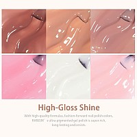 Rarjsm Nude Sheer Jelly Pink Gel Nail Polish Set Of 6 Transparent Colors Led Uv Gel Soak Off Clear Taffy Brown Milky White Frenc