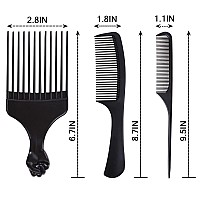 Cookoo 6 Pack Mixed Metal Afro Hair Pick Hair Comb For Women And Men For Thick Natural Curly Hair Detangle Wig Anti Static Styli