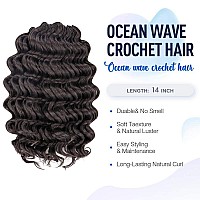 ToyoTree Ocean Wave Crochet Hair - 14 Inch 8 Packs Light Brown Crochet Braids, Synthetic Braiding Hair Extensions (14 inch, 4)