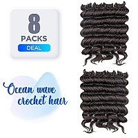 ToyoTree Ocean Wave Crochet Hair - 14 Inch 8 Packs Light Brown Crochet Braids, Synthetic Braiding Hair Extensions (14 inch, 4)