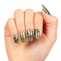 Color Street Glamouflage Metallic Color Shifting Green To Gold Camo W Subtle Glitter Overlay