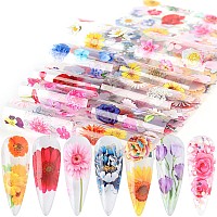 Flowers Nail Art Foil Transfer Stickers Decals Holographic Floral Nail Art Design Sky Starry Paper Transfer Foils Nails Suppli