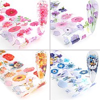 Flowers Nail Art Foil Transfer Stickers Decals Holographic Floral Nail Art Design Sky Starry Paper Transfer Foils Nails Suppli