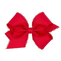 Wee Ones Girls Classic Grosgrain Moonstitch Edge Hair Bow On A Weestay Hair Clip Medium Red