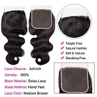 5X5 Transparent Hd Lace Closure Only Body Wave Hair Closure Invisible Lace Closure 12A Brazilian Virgin Remy Human Hair Lace Clo