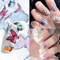 Butterfly Nail Foil Transfer Stickers Nail Art Supplies Foil Transfers Decals Holographic Starry Sky Laser Butterfly Colorful De