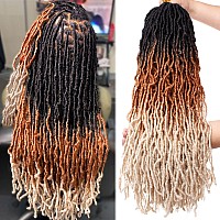 Leeven 24 Inch Ombre Distressed Faux Locs Crochet Hair 7 Packs 3 Tones Goddess Soft Locs Hair 18 Strandspack Long Messy Goddess