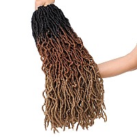 Leeven 24 Inch Ombre Long Messy Faux Locs Crochet Braids Hair 7 Packs 3 Tones Distressed Faux Soft Locs Crochet Hair 18 Strands