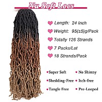 Leeven 24 Inch Ombre Long Messy Faux Locs Crochet Braids Hair 7 Packs 3 Tones Distressed Faux Soft Locs Crochet Hair 18 Strands