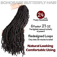 24 Inch Light Weight Butterfly Locs Crochet Hair 6 Packs Long Brown Distressed Butterfly Faux Locs Crochet Hair 4