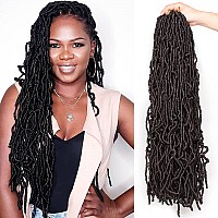 Leeven New Faux Locs Crochet Hair 24 Inch Distressed Soft Locs 3 Packs Chocolate Brown Natural Butterfly Locs Boho Goddess Croch