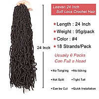 Leeven New Faux Locs Crochet Hair 24 Inch Distressed Soft Locs 3 Packs Chocolate Brown Natural Butterfly Locs Boho Goddess Croch