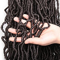 Leeven New Faux Locs Crochet Hair 24 Inch Distressed Soft Locs 3 Packs Chocolate Brown Natural Butterfly Locs Boho Goddess Croch