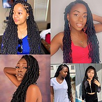 Leeven New Faux Locs Crochet Hair 24 Inch Distressed Soft Locs 3 Packs Chocolate Brown Natural Butterfly Locs Boho Goddess Croch