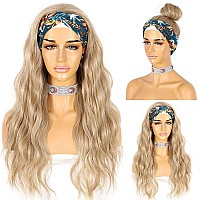 SAPPHIREWIGS Headband Wigs Synthetic Long Wavy Ash Blonde Color Wigs for Black Women Natural Looking High Density Glueless Synthetic Wig Heat Resistant 26inch