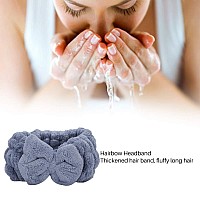 FILFEEL Spa Hairbow Headband, Facial Headbands for Makeup and Washing Face, Adjustable Water Absorption Coral Fleece Hair Band, Comfort to Shower Skincare Spa(Blue)