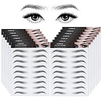 12 Sheets 4D Hair-Like Waterproof Eyebrow Tattoos Stickers Eyebrow Transfers Stickers Grooming Shaping Eyebrow Sticker for Women and Girls (2 Style) (Simple Style)