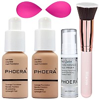 Phoera Foundation Full Coverage Foundation Phoera Primer Phoera Makeup Set Flat Top Kabuki Makeup Brushes Foundation Brush P