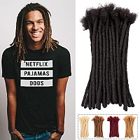 Teresa Medium 0.8cm and Small 0.4cm Width 12 Inch 20 Strands 100% Human Hair Dreadlock Extensions for Men/Women/Kids Full Hand-made Permanent Dread Locs Extensions Human Hair Can Be Dyed ,Curled and Bleached(0.8cm,Natural Black)