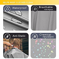 izzycka Hair Cutting Cape for Adults-Nylon Waterproof Large Salon Capes for Hair Stylit-Grey Barber Cape-With Adjustable Snap Closure-56 x 64inch Hair Color Cape - Professional Hairstylist & Home Use