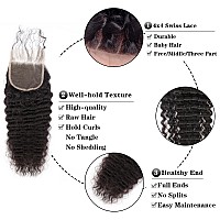 Deep Wave Bundles With Closure Brazilian Virgin Human Hair Free Part Deep Curly Weave 3 Bundles With 4X4 Lace Closure 20 22 24