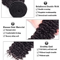 Deep Wave Bundles With Closure Brazilian Virgin Human Hair Free Part Deep Curly Weave 3 Bundles With 4X4 Lace Closure 20 22 24