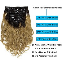 Caliee 14Inch Human Hair Extensions Natural Wave Two Tones 1B Fading Into 27 Honey Blonde Color Clip In Hair Extensions Remy Nat