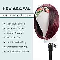 Headband Wigs For Black Women Straight Bob Headband Wig Christmas Gifts Half Wigs With Headband Attached Glueless Short Red Wig