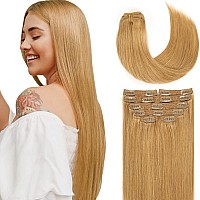 Lacer Hair Clip In Hair Extensions Blonde Soft Straight Fine Remy Seamless Strong Weft Hair Extensions Clip Ins For Women Full H