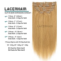 Lacer Hair Clip In Hair Extensions Blonde Soft Straight Fine Remy Seamless Strong Weft Hair Extensions Clip Ins For Women Full H