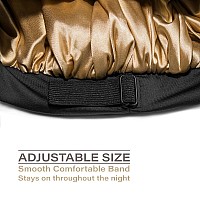 Caplord Satin Bonnet Adjustable Sleeping Silk Bonnet Black Women Men Double Layer Satin Lined Sleep Cap Sleeping Hair Wrap Silk