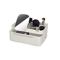 Joseph Joseph 75005 Viva Makeup Cosmetic Storage Organizer with Drawer, Large with Mirror, Shell, Cream