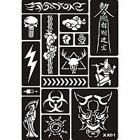 Kotbs 6 Sheets Temporary Tattoo Stencils 100Pcs Tiger Totem Patterns Henna Tattoo Stencil Kit Temporary Glitter Airbrush Tattoo