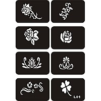 Kotbs 6 Sheets Henna Lotus Tattoo Templates Temporary Tattoo Stencils Kit 32Pcs Large Flower Indian Arabian Self Adhesive Tatto