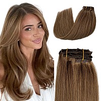 Hair Extensions Real Human Hair Licoville Ash Brown Clip In Hair Extensions 15 Inch Short Straight Brown Human Hair Clip In Exte